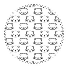 Fototapeta premium decorative circular frame with cute squirrels over white background, vector illustration