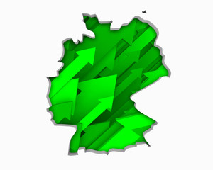 Germany DE Arrows Map Growth Increase On Rise 3d Illustration