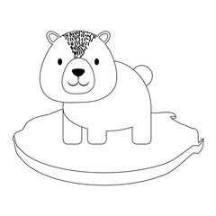 cute bear on the grass over white background, vector illustration