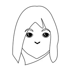 cartoon woman face icon over white background, vector illustration