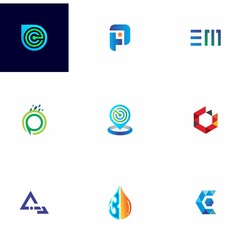 logo set design for element, geometric, website, and identity