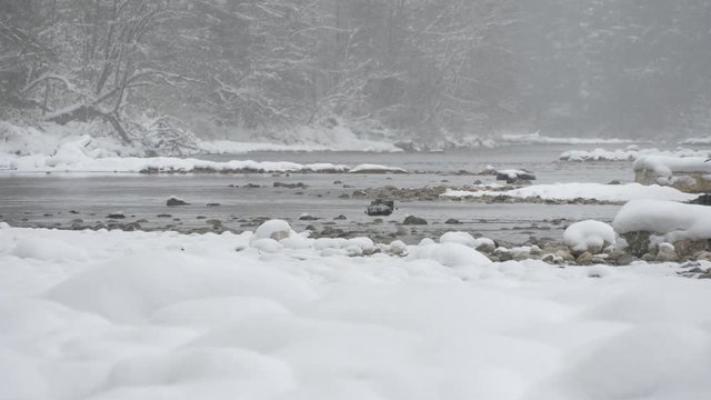 River flowing on a winter day