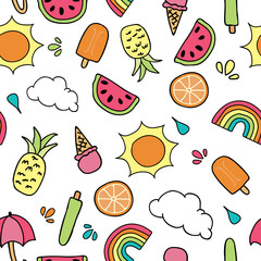 Vector Summer Elements Seamless Repeat