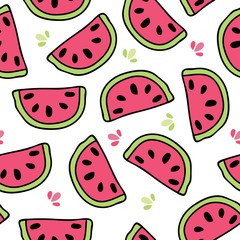 Vector Watermelon Slices seamless repeat