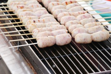 Grilled sausage asia is delicious in market