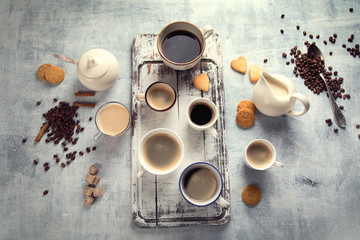 Obraz na płótnie Canvas Many Different cups of coffee