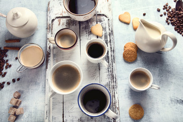 Many  Different cups of coffee