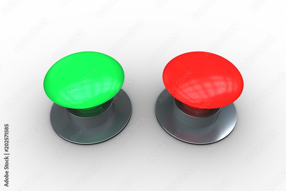 Poster Red and green push buttons