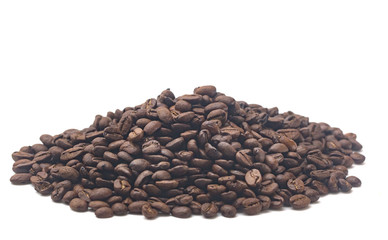 Beautiful Roasted Coffee Beans on a White Background