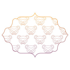 decorative arabic frame with cute monkeys over white background, colorful design. vector illustration