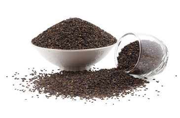 Black Sesame Seeds Also Know as Til or Black Til Isolated on White Background