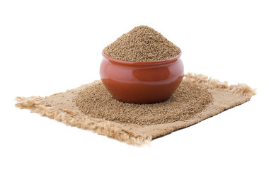 Ajwain Also Know as Ajowan, Caraway or Trachyspermum Ammi Isolated on White Background