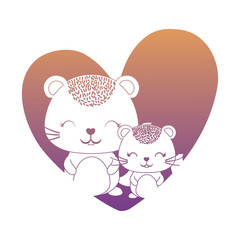 heart with cute squirrels over white background, colorful design. vector illustration