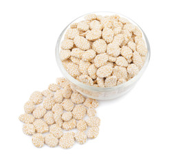 Indian Sweet Food Rewri also know as rewadi are popular in the Indian makar sankranti festival, Rewri is crisp toffee like dessert made from gudh (with spices) with coating of sesame seeds.