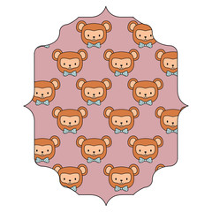 Obraz premium decorative arabic frame with cute monkeys over white background, colorful design. vector illustration
