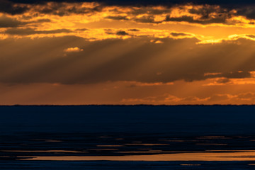 Sunset over the Ob reservoir.