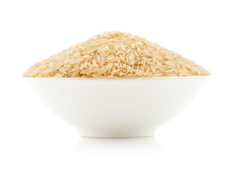 Healthy Brown Rice Isolated on White Background