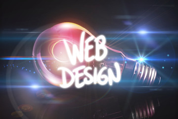 web design against glowing light bulb