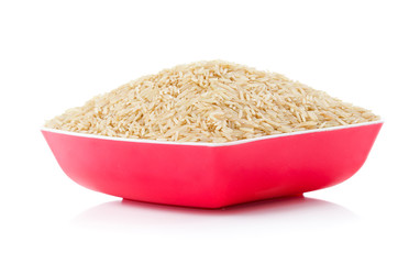 Healthy Brown Rice Isolated on White Background