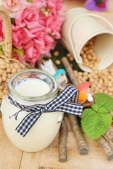 Soy bean milk is delicious with soybean seed