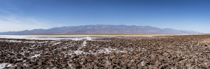 view over the salt flats at badwater basin in death valley national park