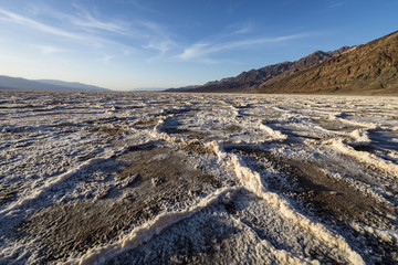 view over the salt flats at badwater basin in death valley national park