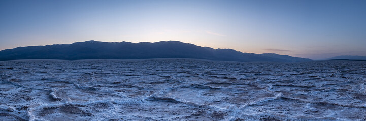 view over the salt flats at badwater basin in death valley national park