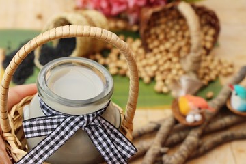 Soy bean milk mix black sesame delicious