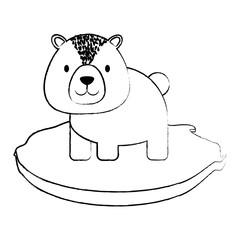 sketch of cute bear on the grass over white background, vector illustration