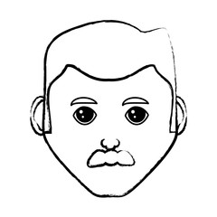 Obraz na płótnie Canvas sketch of cartoon man with mustache over white background, vector illustration