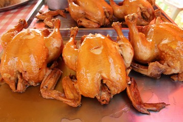 Boiled chicken with fish sauce in market