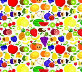 Seamless background with fruits and berries. Organic and healthy food