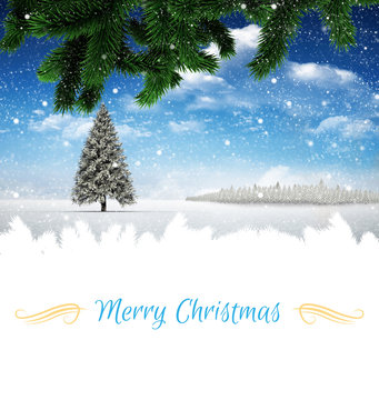 Composite image of christmas card against christmas scene