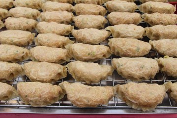 Fried gyoza , Japanese food style at street food