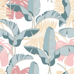 Materiał do szycia Vector seamless tropical leaves pattern