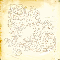 Vector baroque of vintage elements for design. 