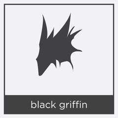 black griffin icon isolated on white background
