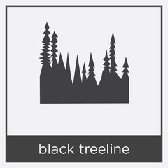 black treeline icon isolated on white background