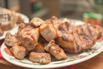 Fried pieces of meat on a plate Restaurant, menu concept