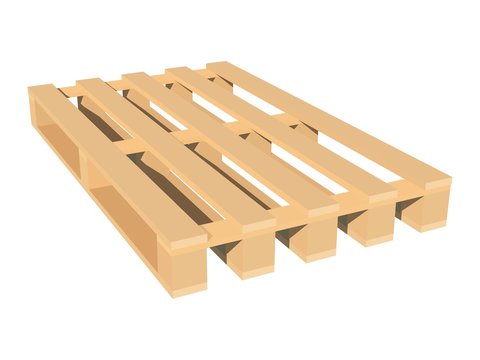 Color image of wooden pallet on white background isolated object of industry vector illustration
