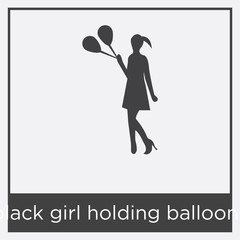 black girl holding balloons icon isolated on white background