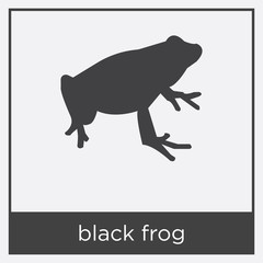 black frog icon isolated on white background