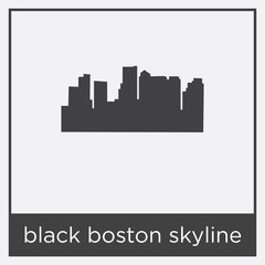 black boston skyline icon isolated on white background