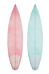 Vintage foam surfboard isolated on white with clipping path for object, retro styles.