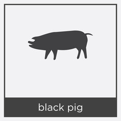 black pig icon isolated on white background
