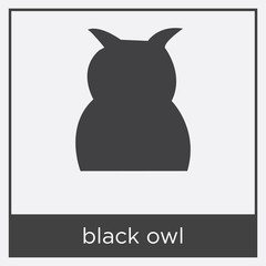 black owl icon isolated on white background
