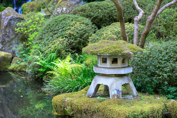Rock lantern in portland japanese garden