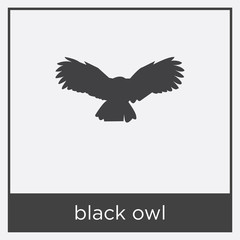 black owl icon isolated on white background