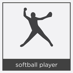 softball player icon isolated on white background