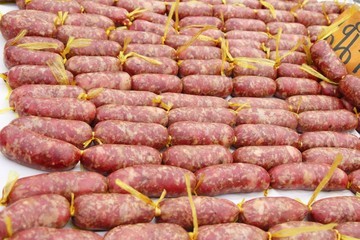 Sausage asia for cooking in the market